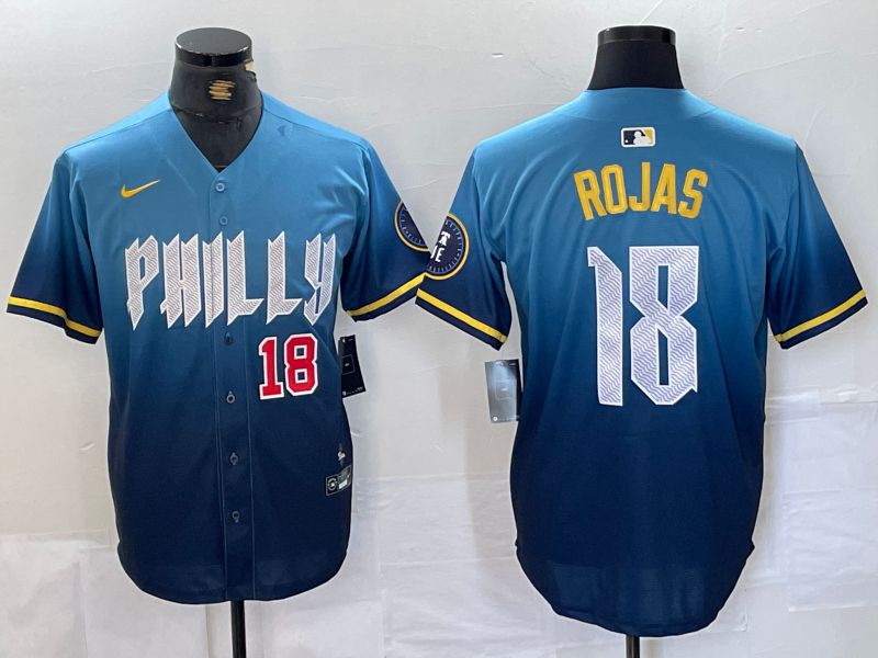 Men Philadelphia Phillies 18 Rojas Blue City Edition Nike 2024 MLB Jersey style 2
